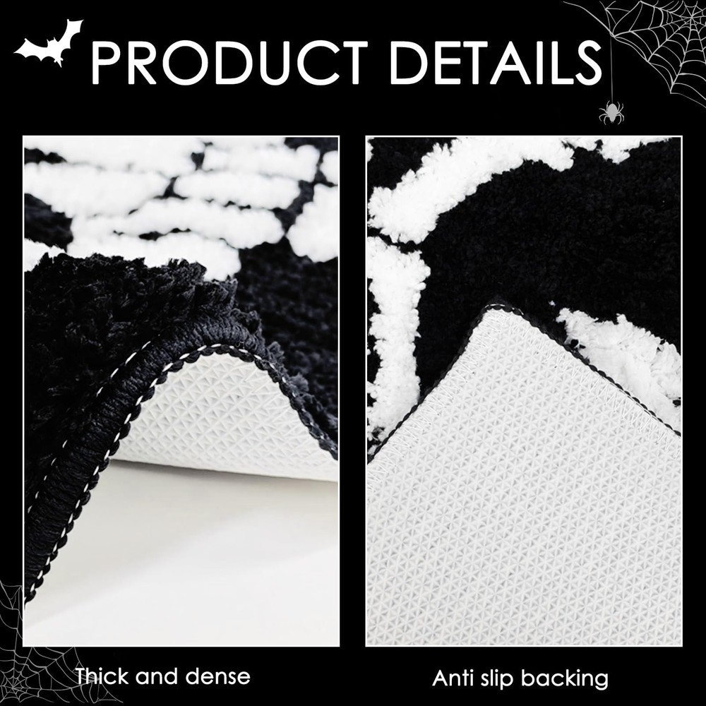 Mocsicka Halloween Bath Mat Funny Face 1'8" x 2'8" (Rectangular), Black