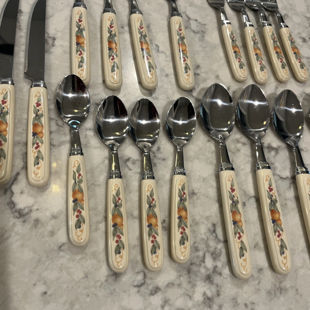 20 Piece CORELLE Pattern ABUNDANCE Fruit FLATWARE Silverware KNIFE Spoon FORK