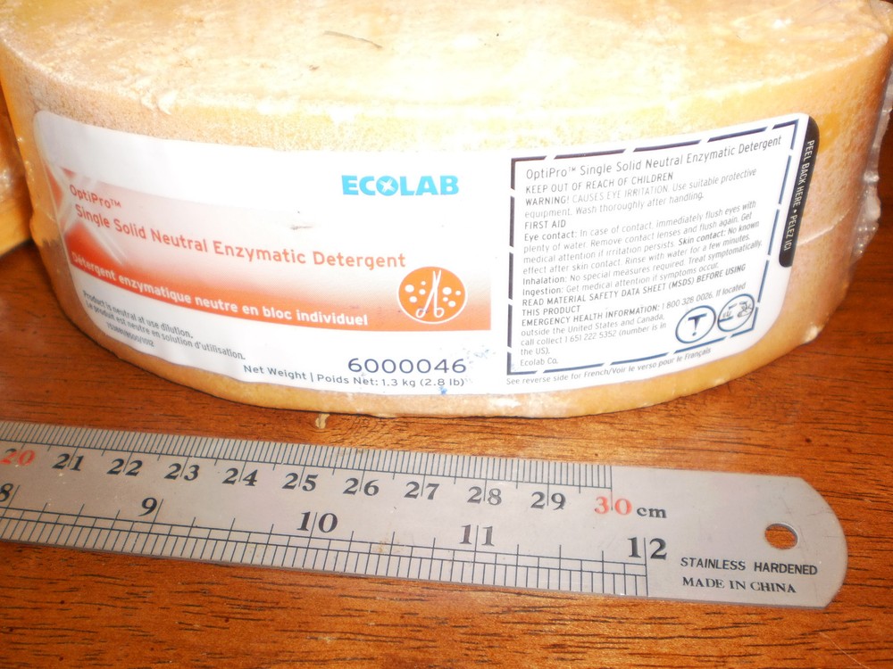 ECOLAB *2* Single Solid Neutral Enzymatic Detergent blocks 2.8 lb each New