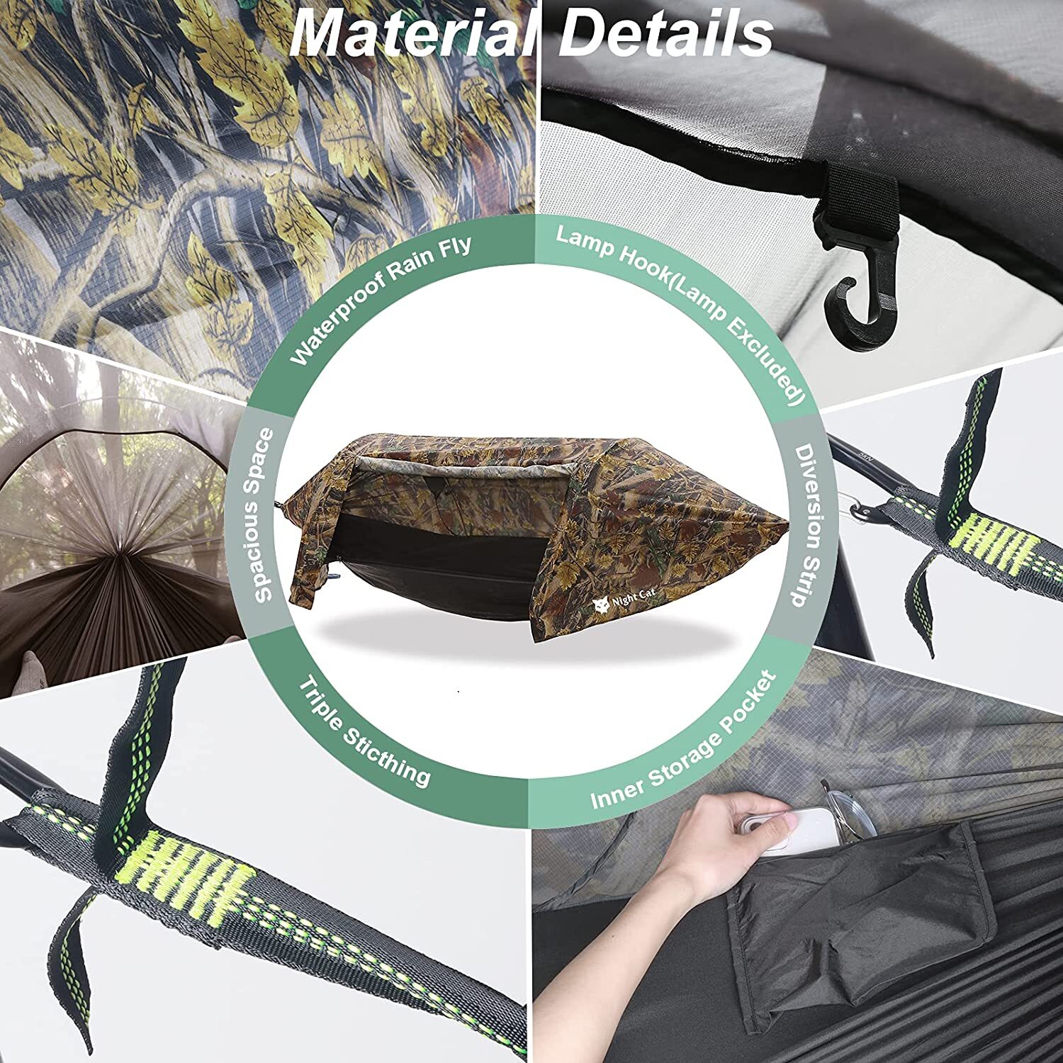 2 Person Hammock Tent With Bug Net and Rain Fly For Camping Hiking Hanging Bed