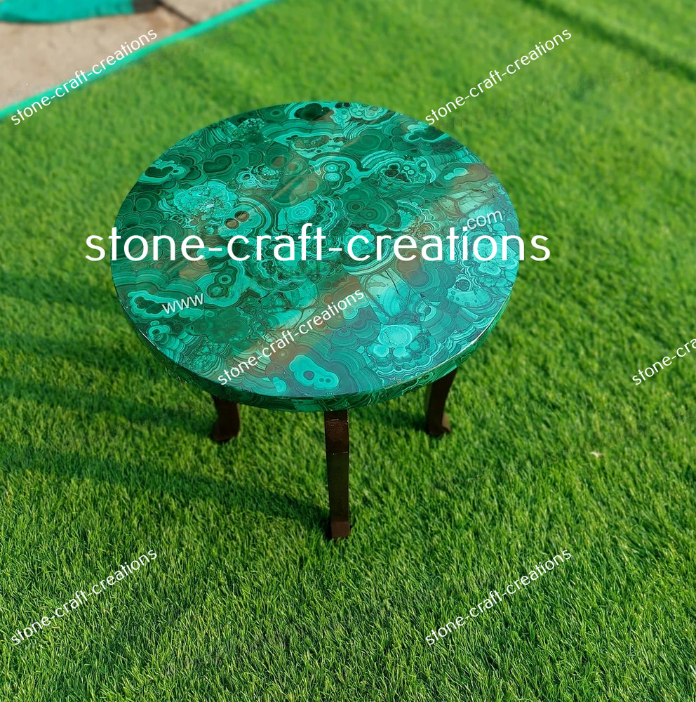 Green Table Round Malachite Handmade Coffee Tabletop ,Dining Table Home decor
