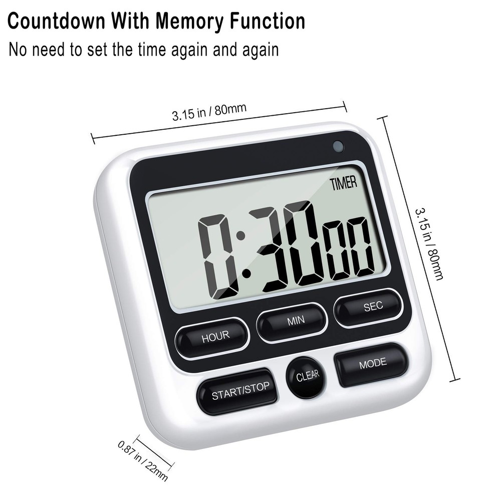 Ktkudy Digital Kitchen Timer With Mute/loud Alarm Switch On/off Switch