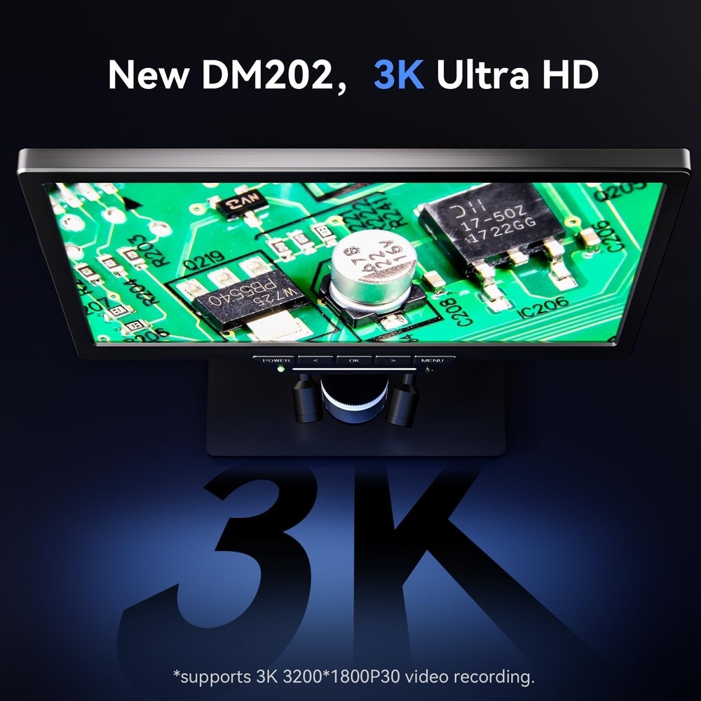 TOMLOV DM202 3K Digital Microscope 10.1" HDMI LCD Microscope, 38MP Coin Micro...