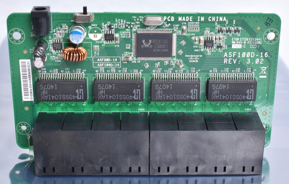 Cisco Ethernet Switch 16 Port PCB Board ASF100D-16