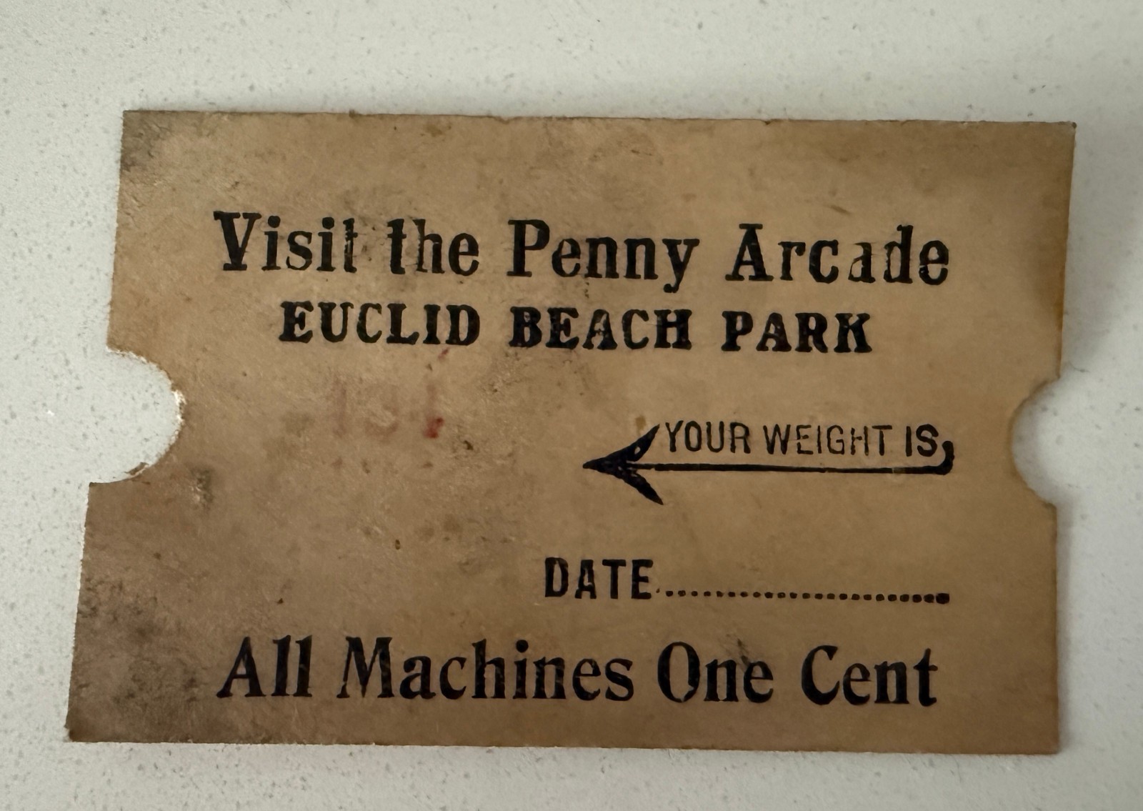 Euclid Beach Fortune Ticket June 1, 1901 "Affairs of the Heart"