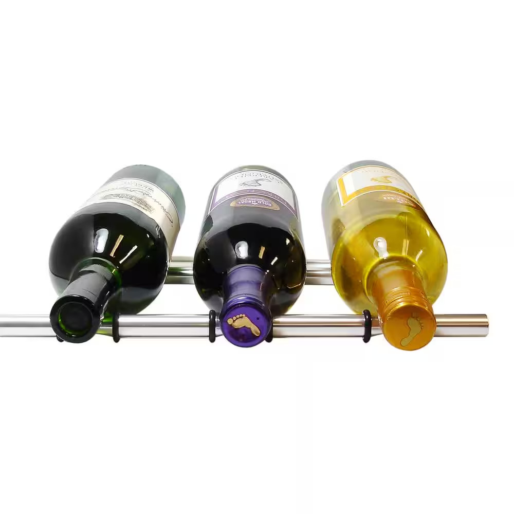 3-Bottle Silver Modern Peg Racking