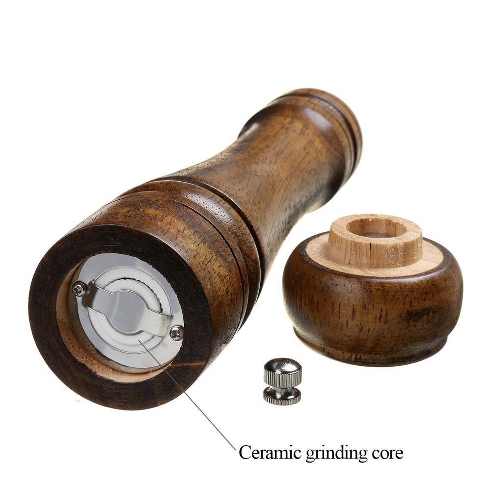 Kitchen Tools Cooking Pepper Grinder Hand Movement Oak Solid Wood Pepper Mill US
