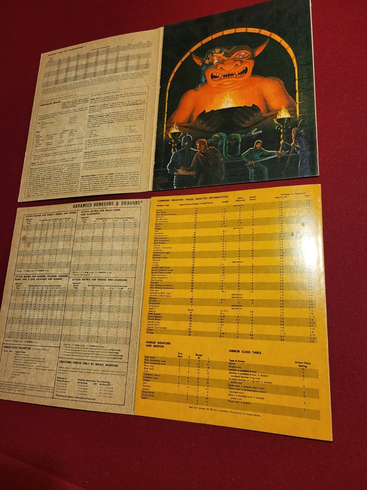 Dungeon Masters Screen Tri-fold Advanced Dungeons & Dragons - 1981 TSR 9024