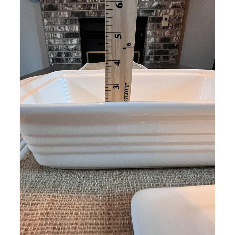 Malacasa Porcelain Casserole Dish with Lid Rectangular Baking Pan White