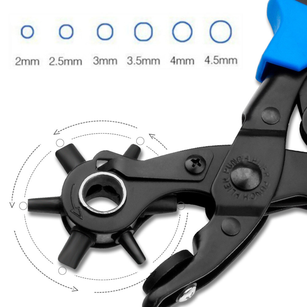 Leather Hole Punch Heavy Duty Hand Pliers Belt Holes 6 Sized Puncher Tool New