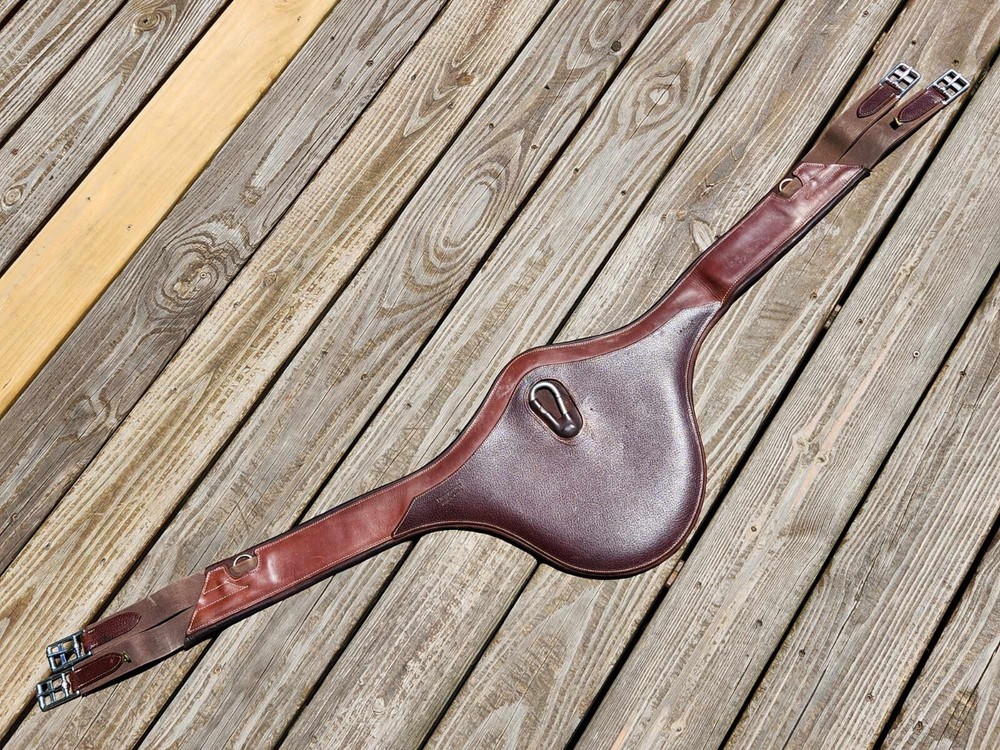 Devoucoux Two Tone Brown Padded Belly Guard Stud Jump Girth - 58"-145cm