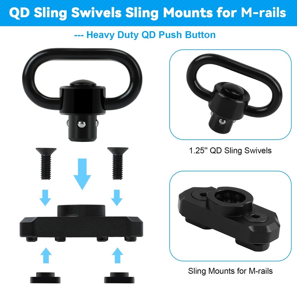 REERON 2 Point Sling & Mount - Adjustable Extra Long Two ‎Black