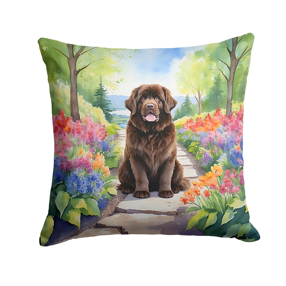 Newfoundland Chocolate Spring Garden Path Throw Pillow