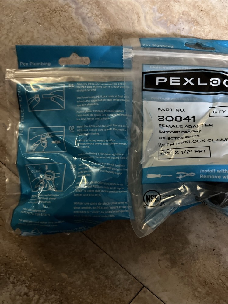 2 Packages- PEXLOCK 30841 Female Adapter 1/2", Black