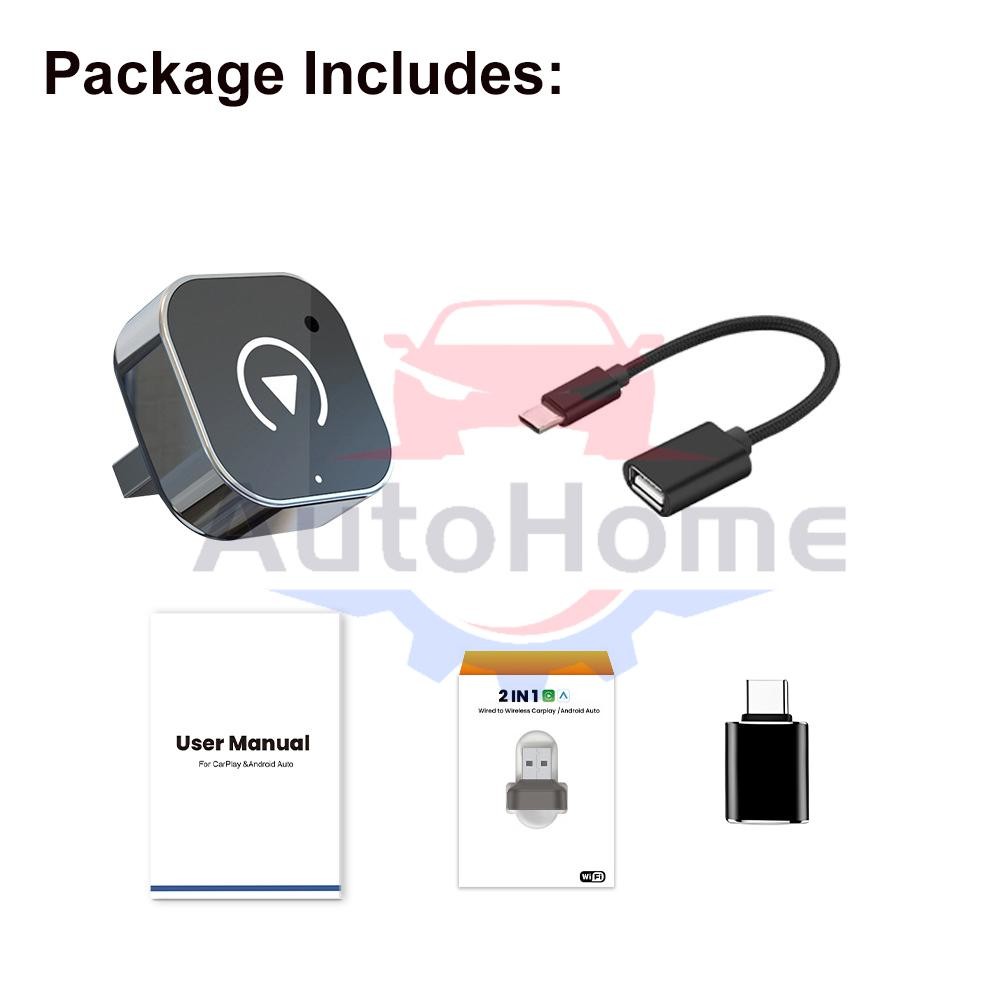 Wireless CarPlay Adapter for Apple iPhone & Android Auto USB Adapter Plug & Play