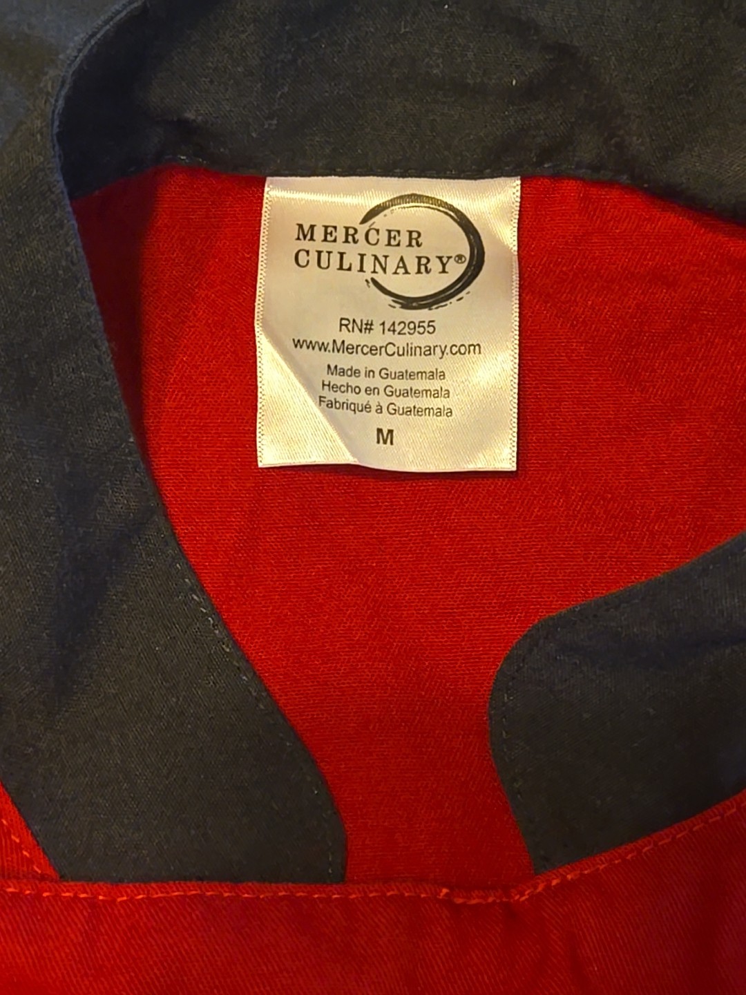 MERCER CULINARY Red Chef Jacket Coat Asian Dragon Cook Med RN# 142955 Used