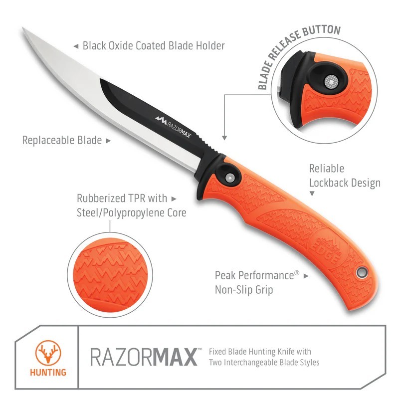 RazorMax® Replaceable Blade Boning Knife 5.0" 420J2 Plain Edge Blade, TPR