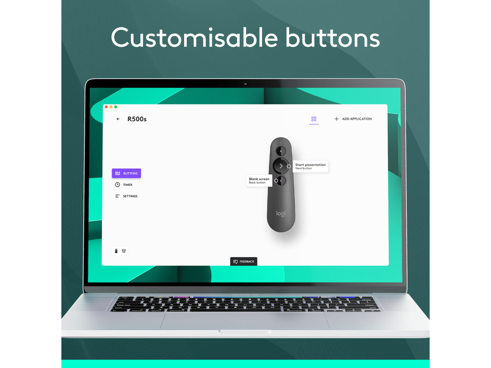 Logitech R500s Laser Presentation Remote, Bluetooth, USB-A Receiver,