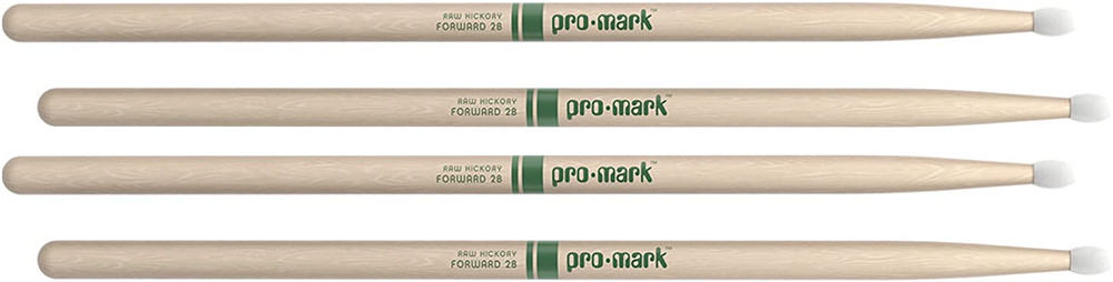 2 PACK ProMark Classic Forward 2B Raw Hickory Drumsticks, Oval Nylon Tip