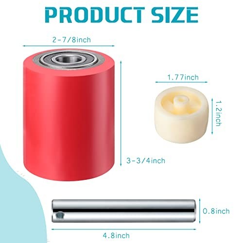 12 Pcs Pallet Jack Load Wheels Set with Bearings, Axles & Entry Exit Rollers - R