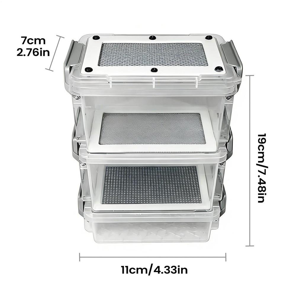 Mealworm Breeding Kit 3-Layer Silkworm Feeder Bin Corn Worm Breeder Box