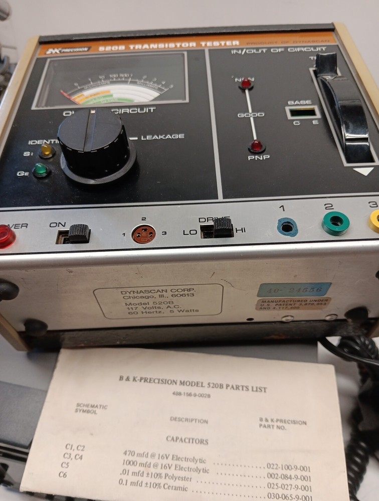 B+K Precision 520B Transistor Tester Powers Up