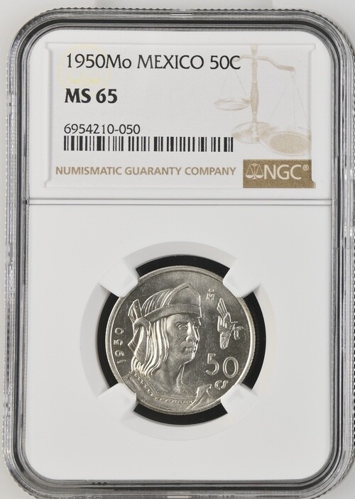 1950 Mo Mexico 50 Centavos NGC MS 65