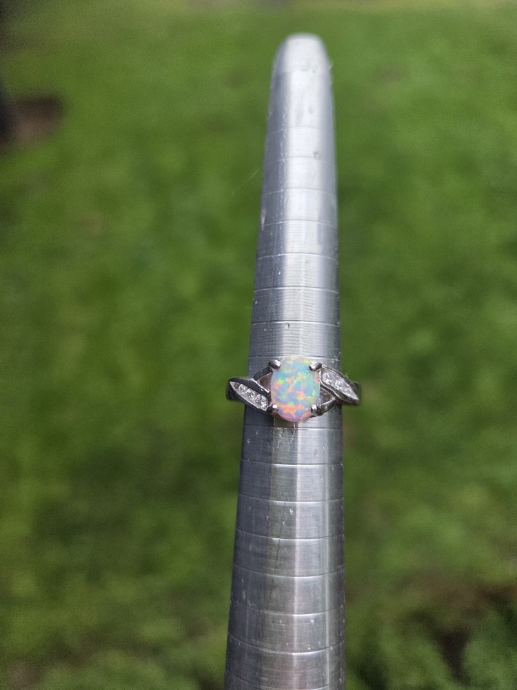 Sterling Silver Opal Ring 925 Size 5