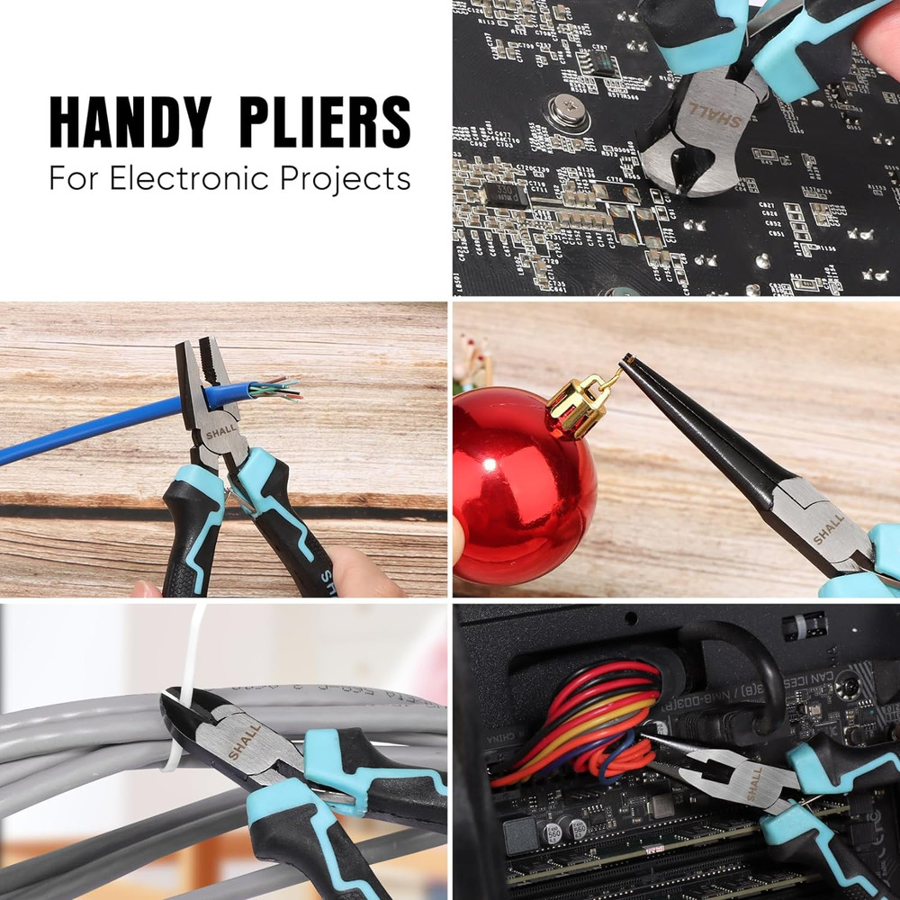 Mini Pliers Set 6-Piece Small Pliers Tool Set Includes Needle Nose Long Nose