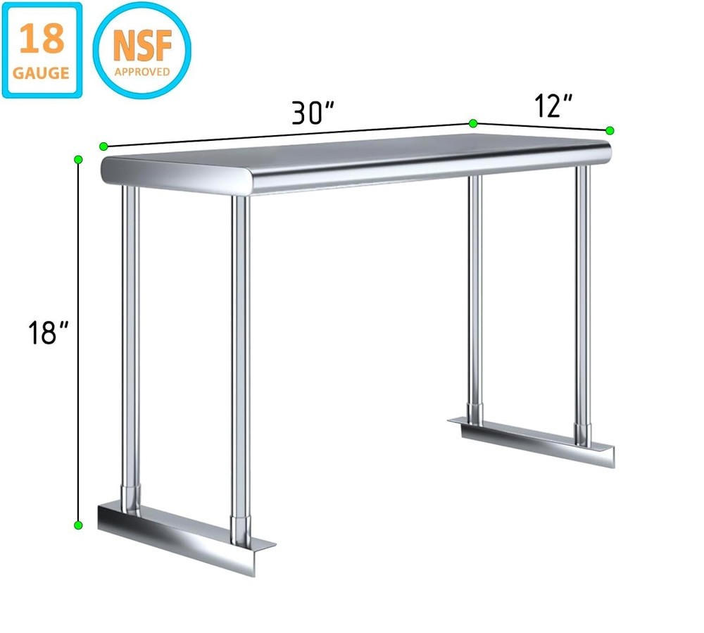 Stainless Steel Single Overshelf for Long Prep Work Table