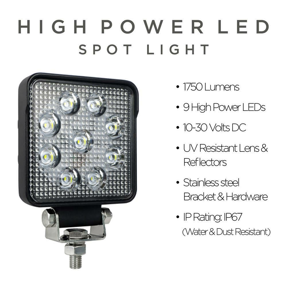 (Pair) 10-30 Volt DC LED High Power Work Light With Spot Light Pattern