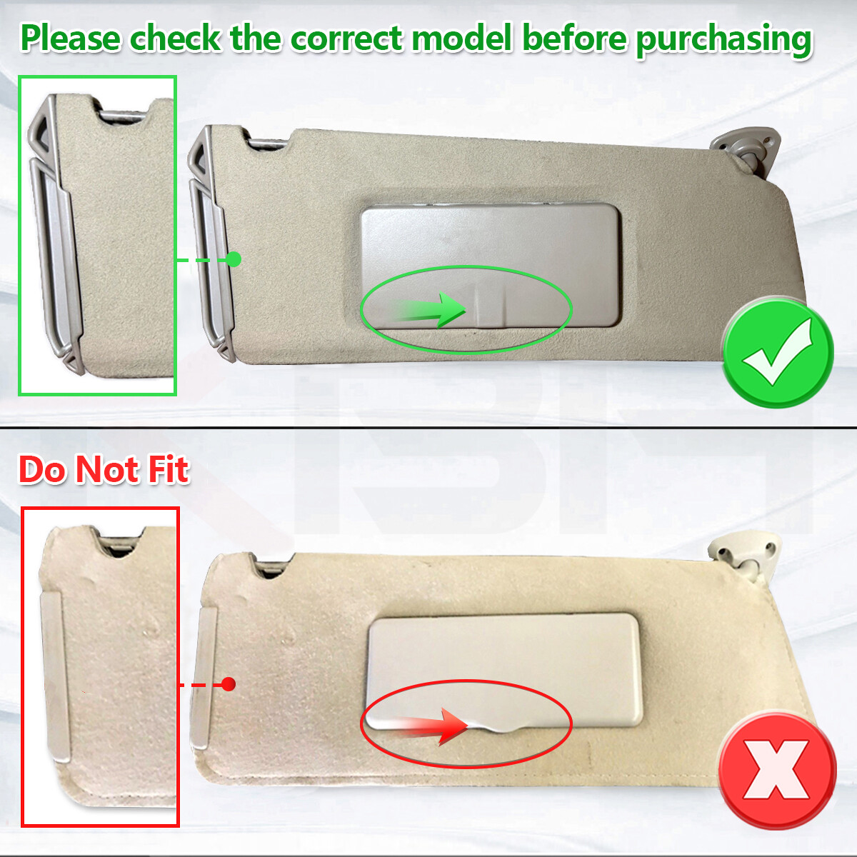 2pcs Fits 1995-1999 Tahoe Suburban Yukon Sun Visor Leather Cover Trim Gray KBH