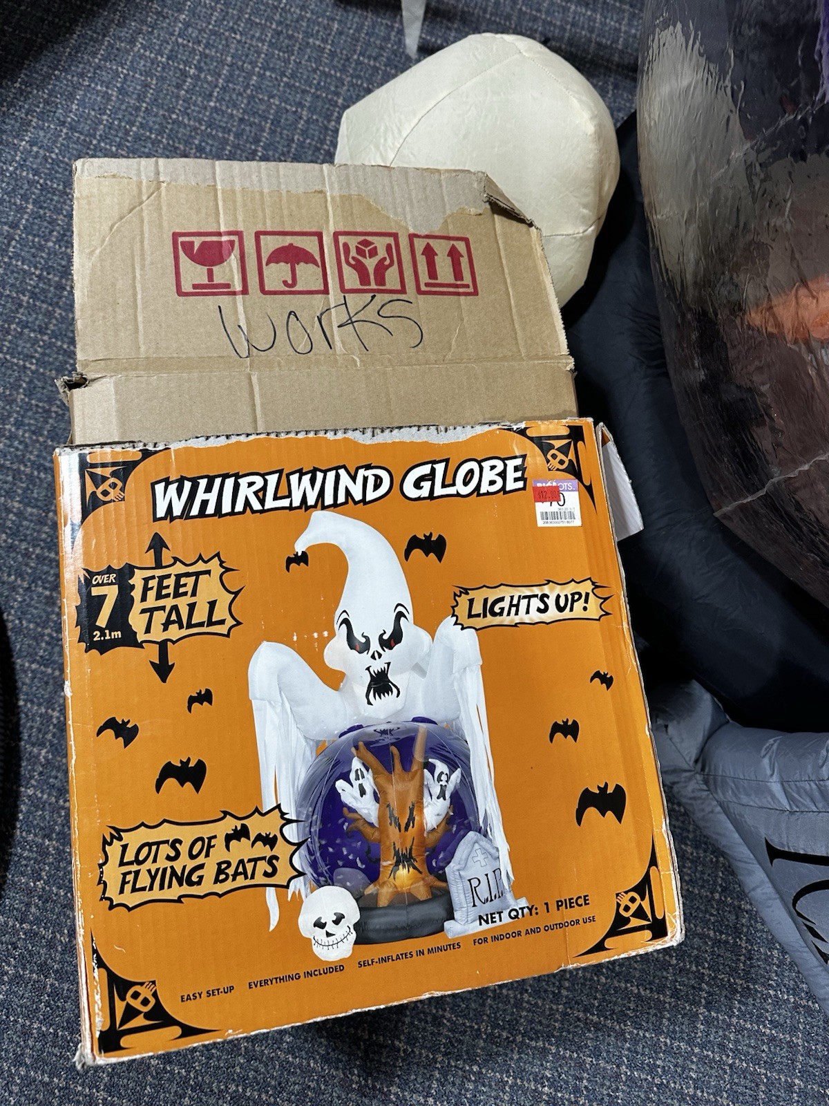 7 Feet Tall Inflatable Ghost Whirlwind Globe Flying Bat Skull Halloween Grave