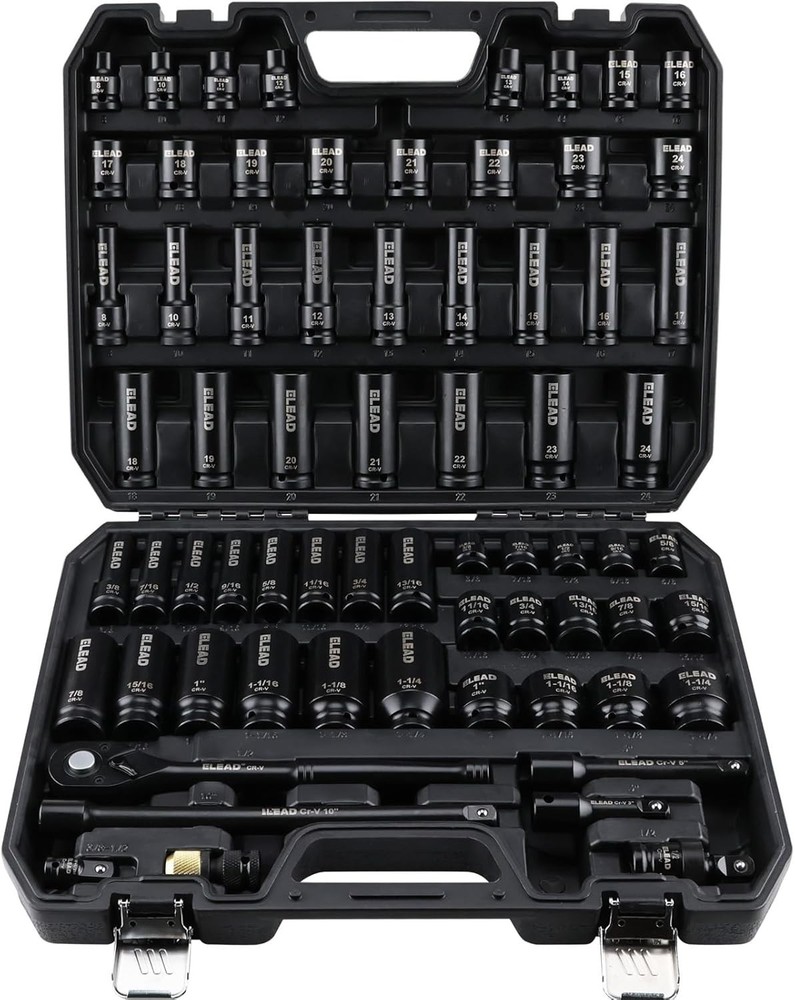 3/8'' Drive Impact Socket Set 50-Piece Shallow & Deep Socket Set Metric