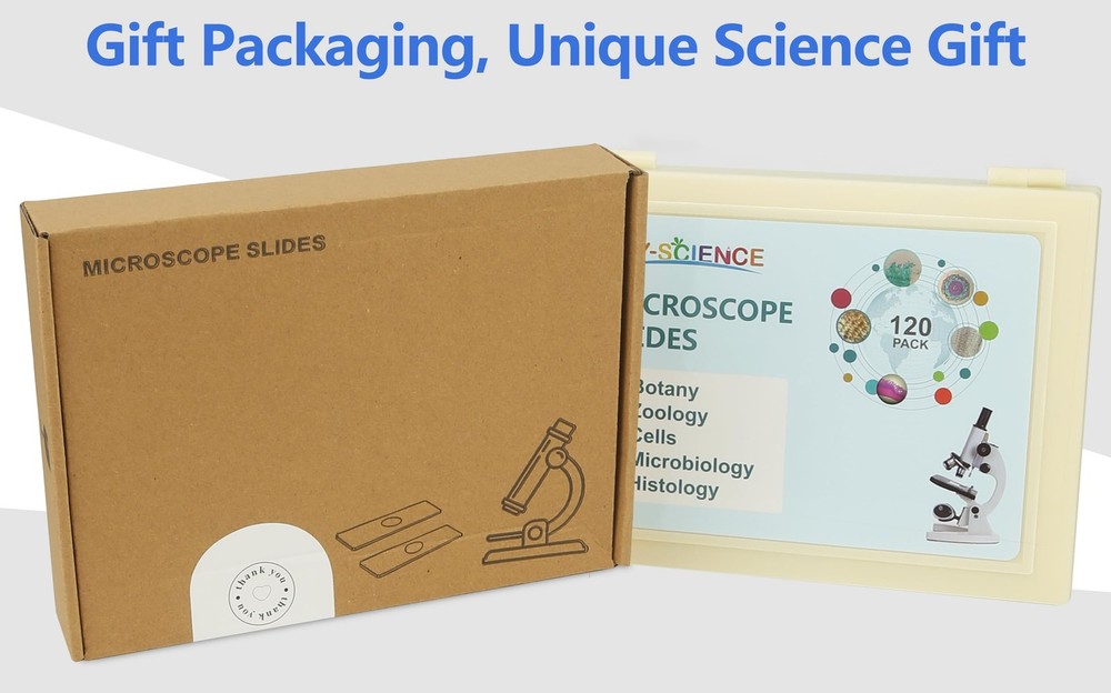 120 Microscope Slides with Specimens Set, Lab-Prepared Microscope Slides for ...