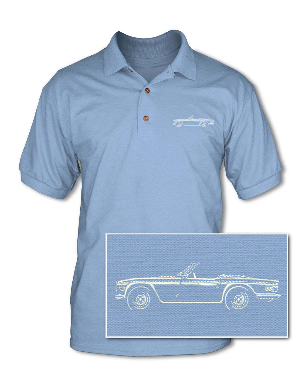Triumph TR6 Convertible Adult Pique Polo Shirt Side View