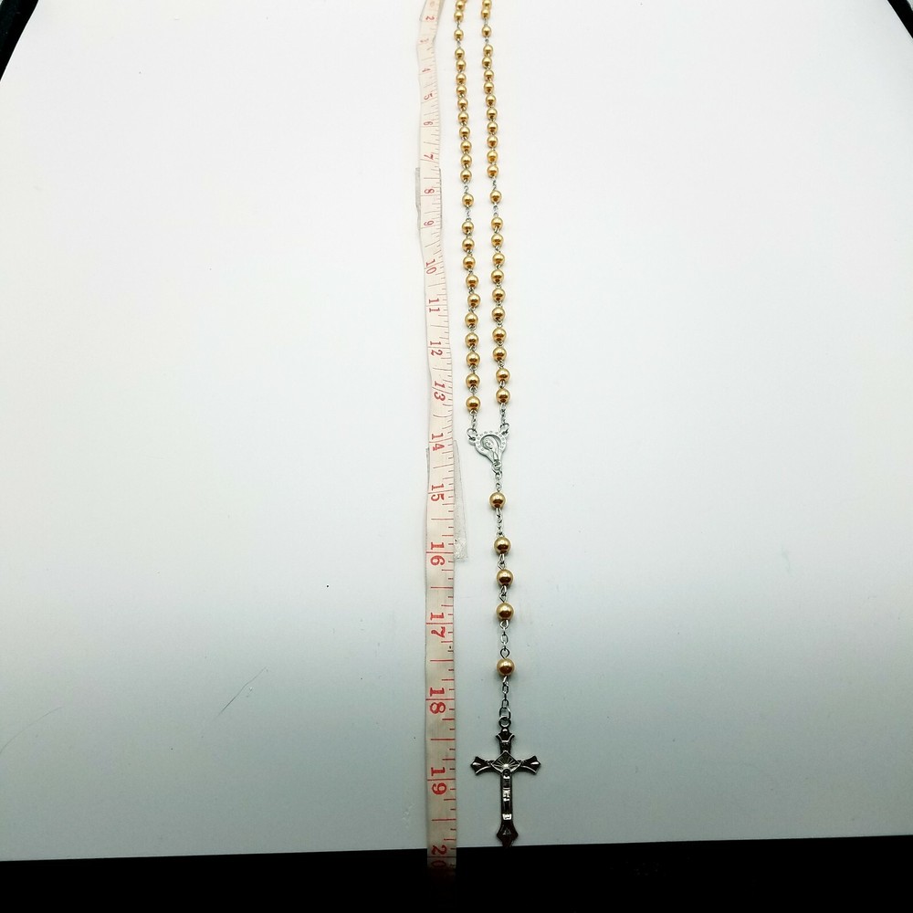 Catholic Rosary Beige Faux Pearl Beads 4mm .