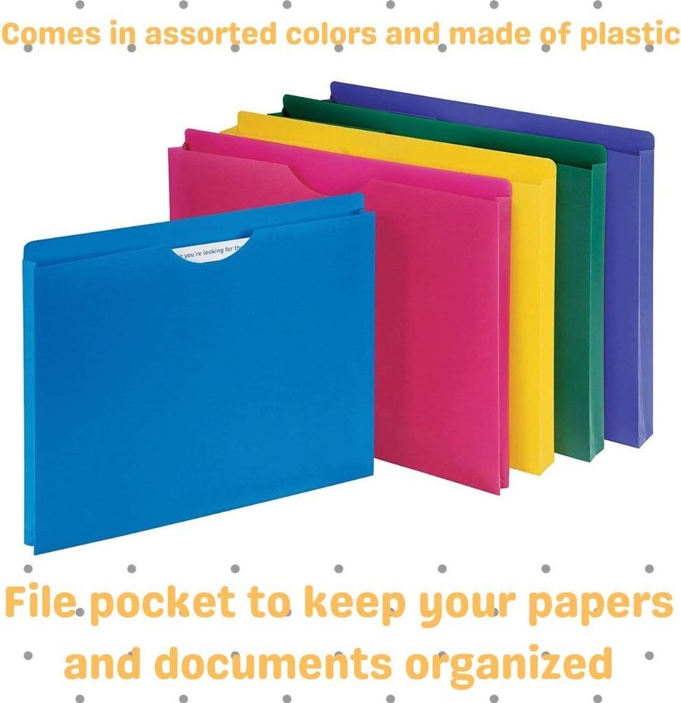 1InTheOffice File Folders Expandable Plastic, Pockets, Moisture...