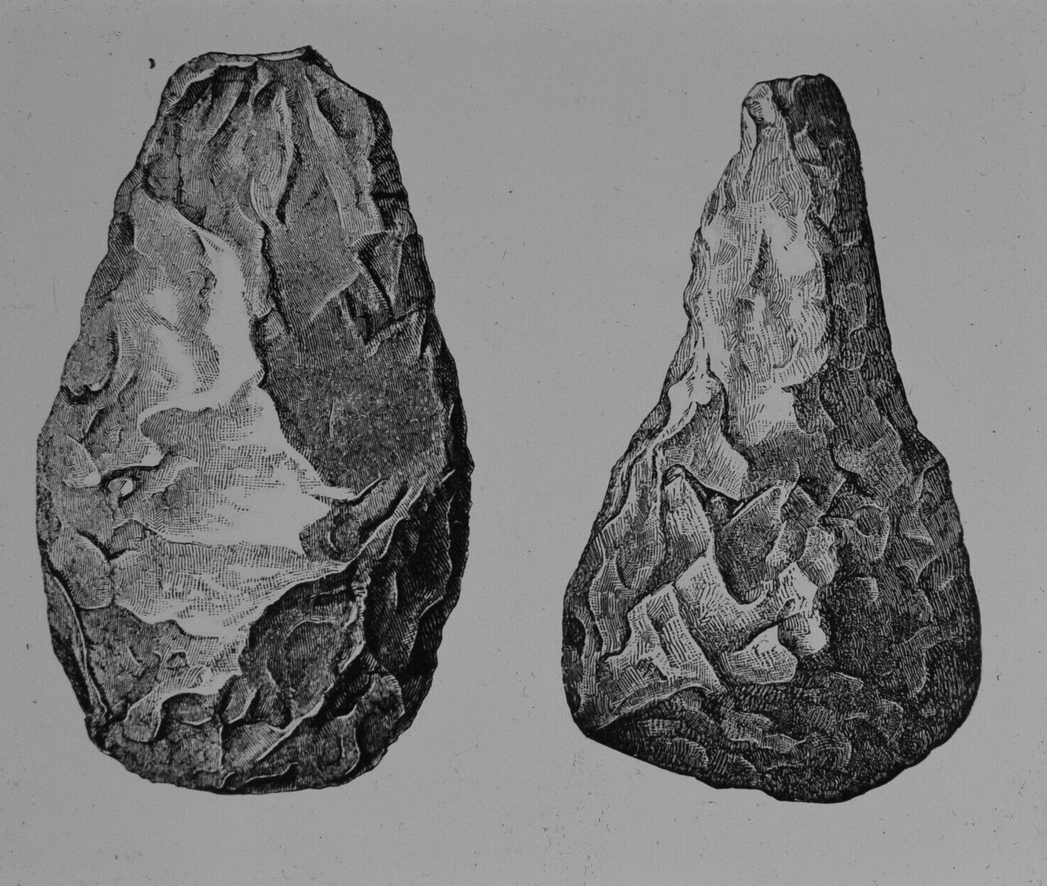 PREHISTORIC MAN - QUARTZITE TOOLS FROM MADRAS INDIA C1880 Magic Lantern Slide