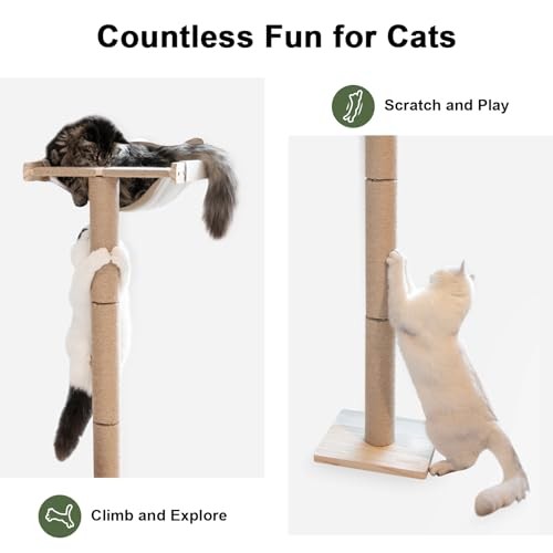 Cat Window Perch with Scratching Post, 46" Adjustable Tall Basic Size- Cat Tree
