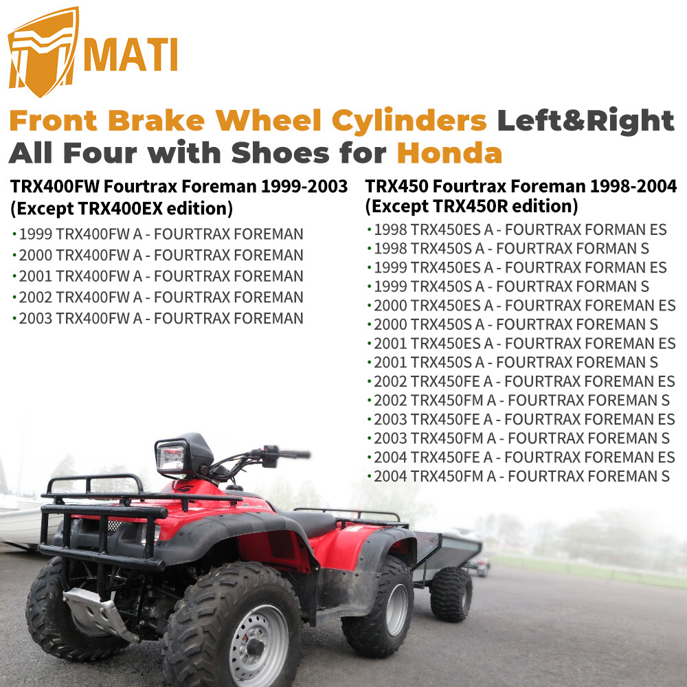 Front Brake Wheel Cylinders All Four w/Shoes for Honda Foreman 450 TRX450 4x4