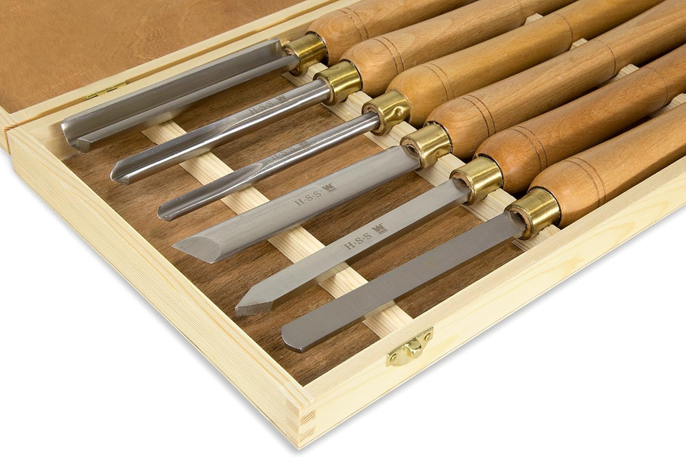 Premium 6-Piece Artisan Chisel Set with MT2 Arbor Keyed Drill Chuck