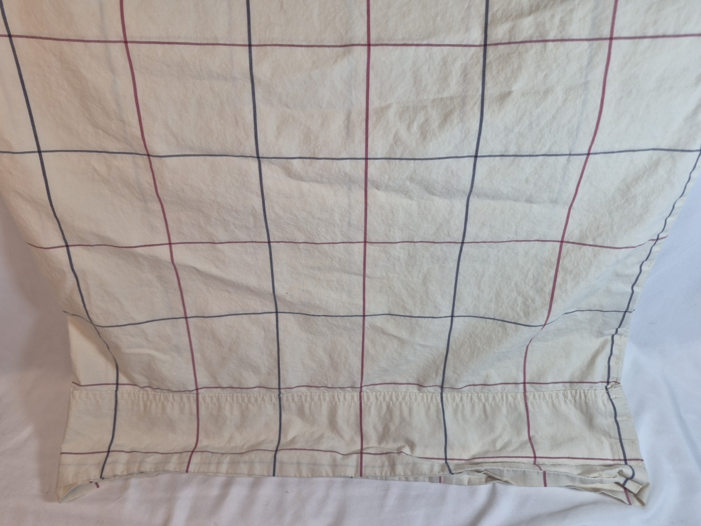 2- VTG Nautica Pillowcases 100% Cotton King & Queen #67468 Cream Grid Navy Check