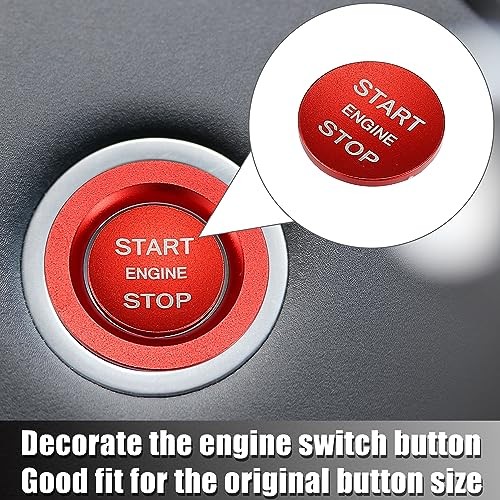 Engine Start Stop Button Cover Kit One Click Push Start Button Trim Red