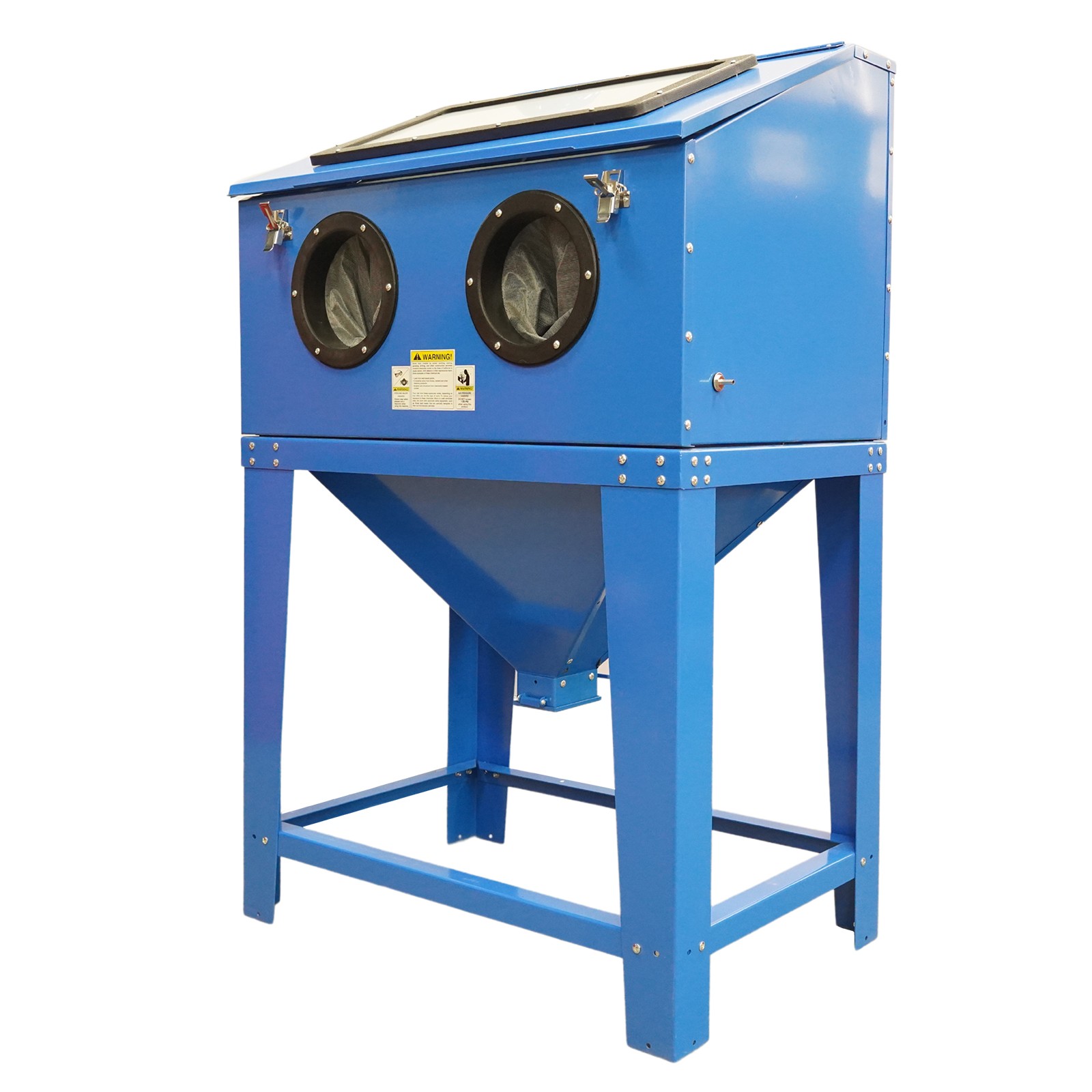 90 Gallon Sand Blasting Cabinet Stand Blasting Gun & 4 Nozzles Gloves Blue