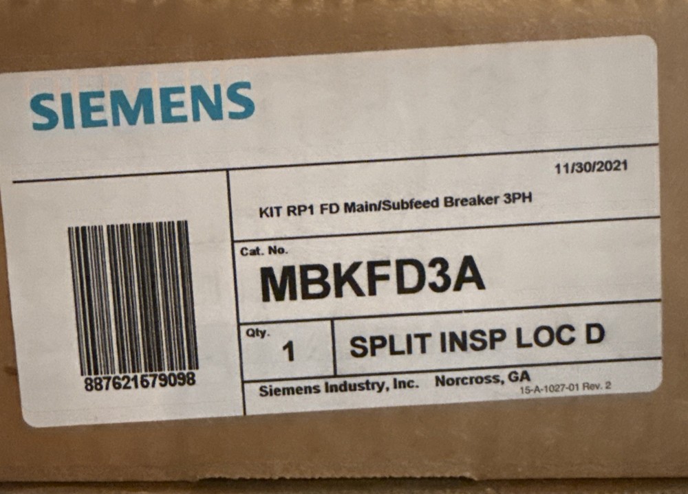 Siemens MBKFD3A RP1 FD Main Subfeed Panel Kit