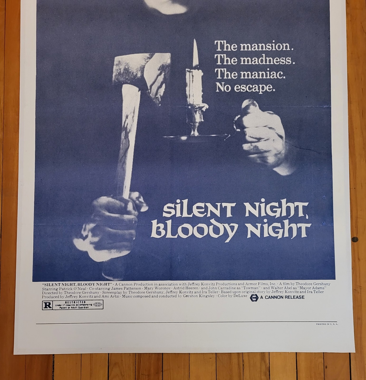 Silent Night Bloody Night 1972 Original Movie Poster 27x41" Horror Linen Backed