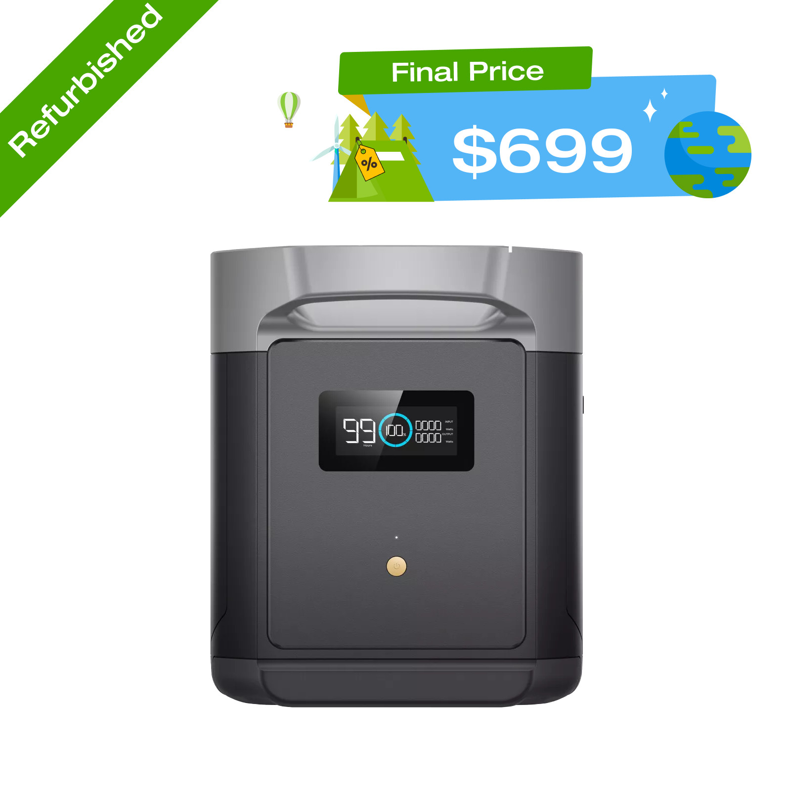 EcoFlow DELTA 2 Max 2048Wh Power Station Extra Battery LFP Certified Refurbished