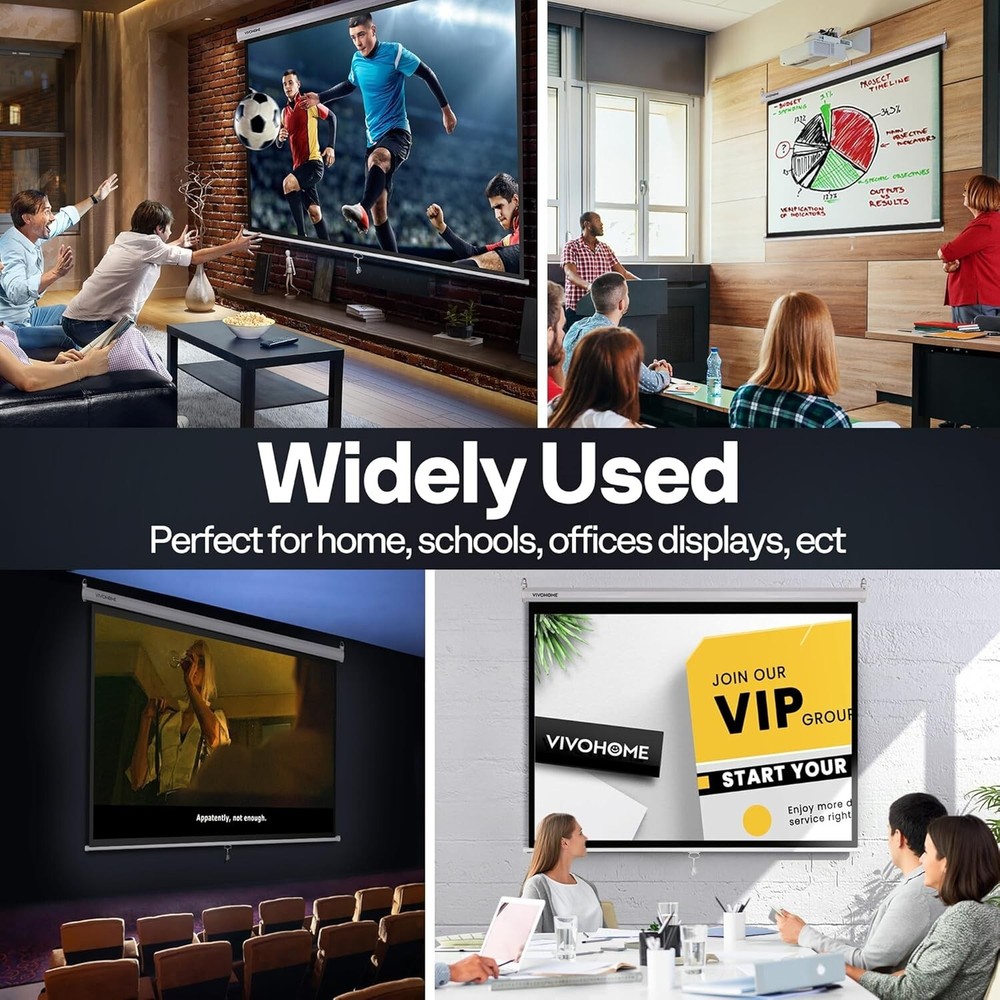 Robust 120 Inch Projector Screen with Self-Locking Mechanism for Easy Viewing