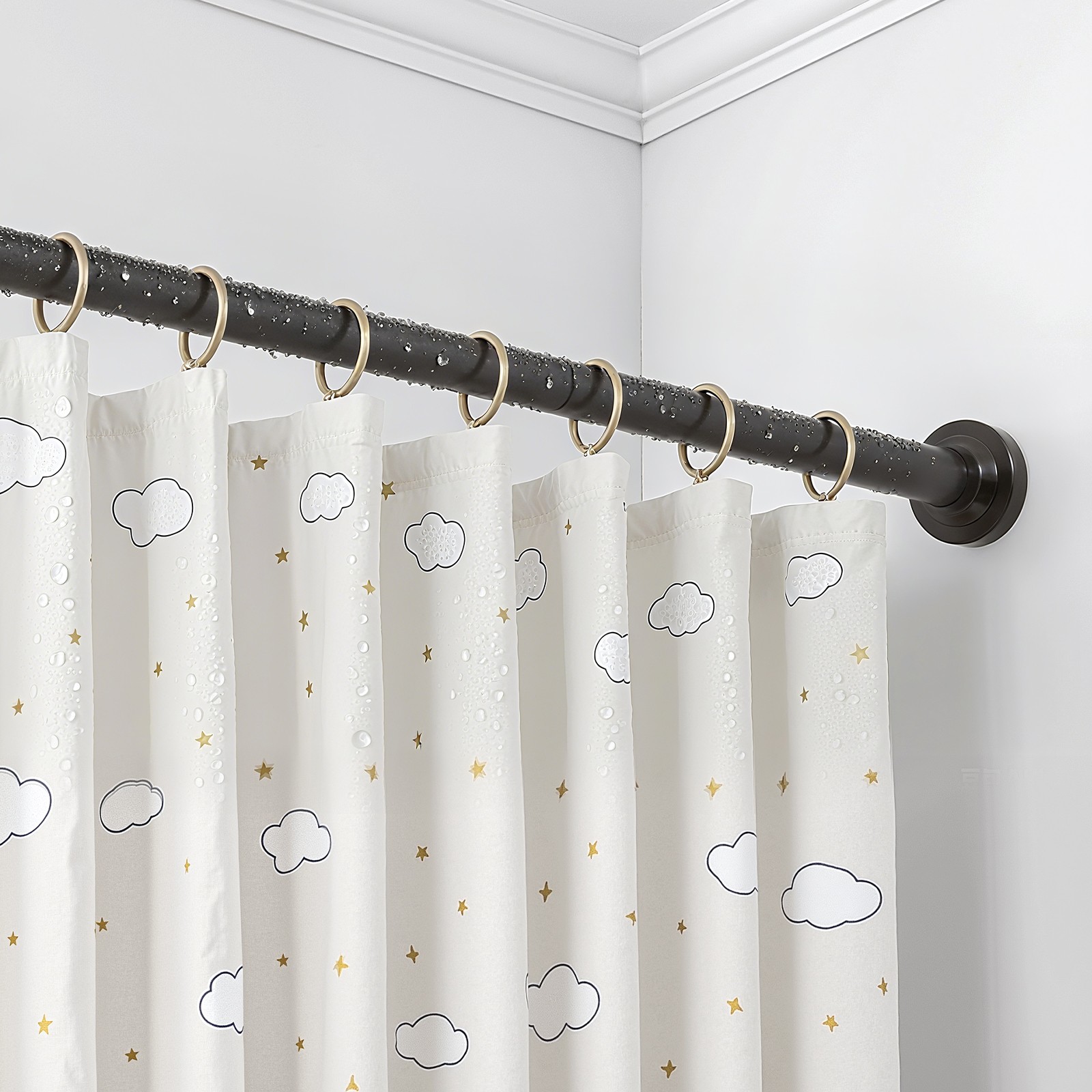 VEVOR Shower Curtain Rod Adjustable Tension Rod 28-76 in Stainless Steel Black